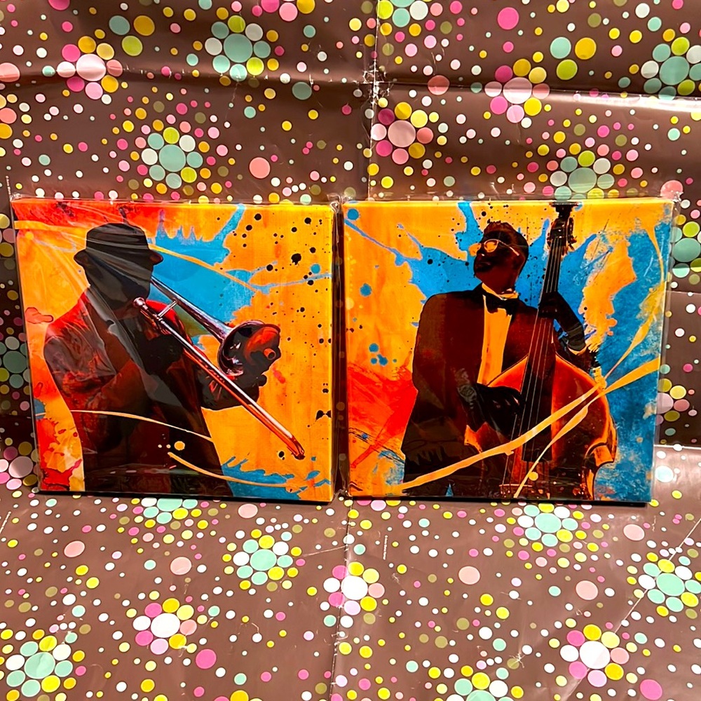 New African American Musical Jazz Band Special Moments Frameless Canvas Set 2